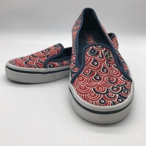 Reef SOKA Sneaker Slip on Red Blue Womens Size 6.5